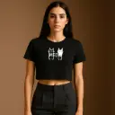 Crop Top – Cute Cat “MEOW” Graphic Tee for Women