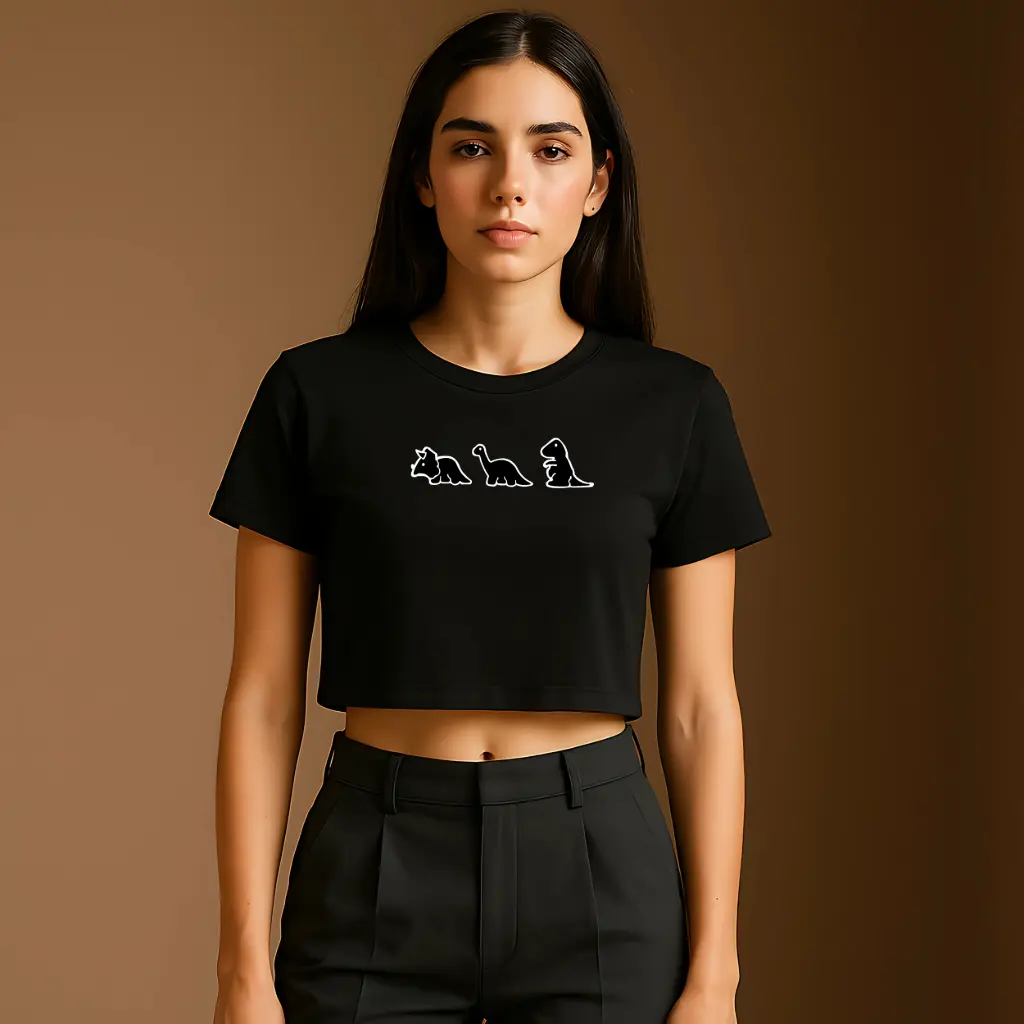 Crop Top – Cute Dinosaur Graphic Tee for Women