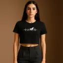 Unicorn Crop Top – Magical Heartbeat Graphic Tee for Women