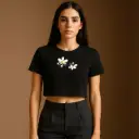 Beautiful Crop Top with Daisy Print – Aesthetic Tee for Women