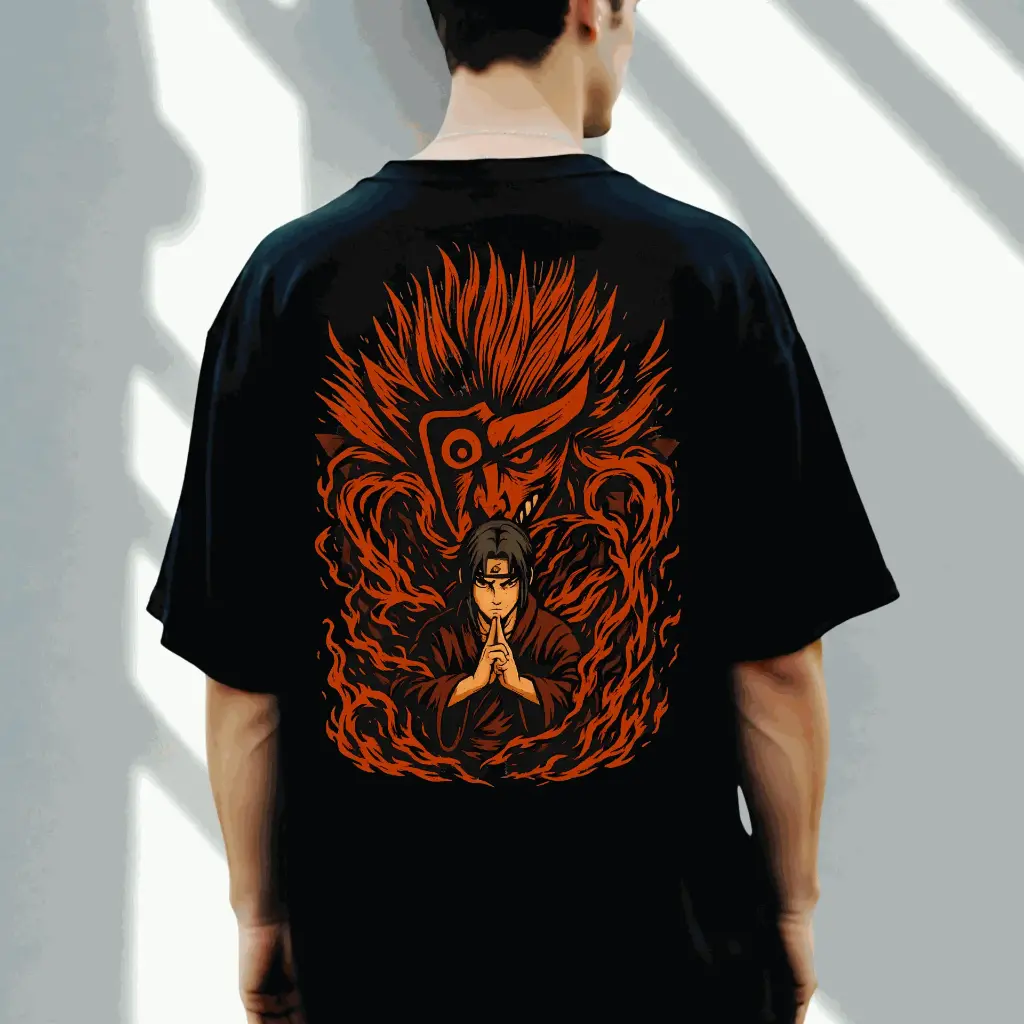 Shadow Fire Warrior –  Anime-Inspired Premium Cotton T-Shirt