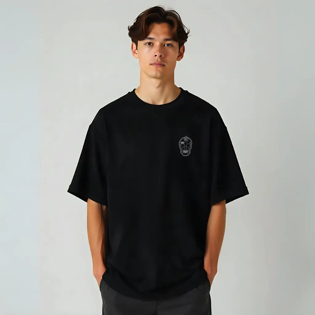 Dark Skull Glow Eye T-Shirt – Grunge Aesthetic Oversized Streetwear Tee
