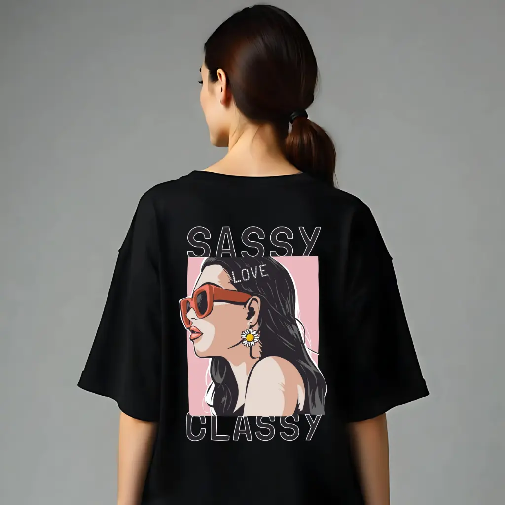 Sassy & Classy Girl Graphic Tee – Chic Oversized White T-Shirt for Women