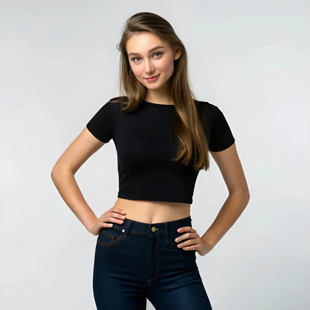 Plain Black Crop-top for Women