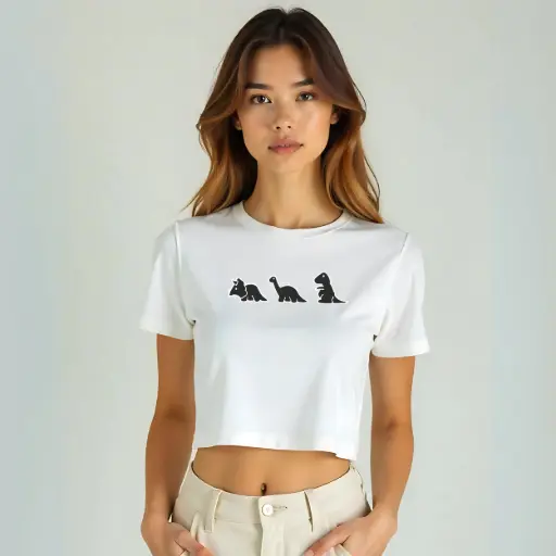 Crop Top – Cute Dinosaur Graphic Tee for Women
