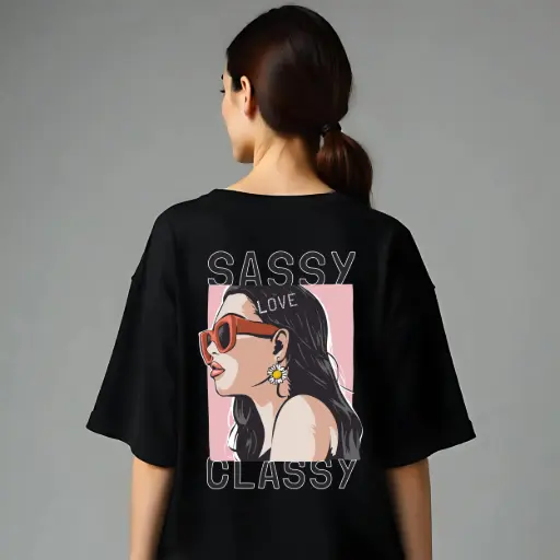 Sassy & Classy Girl Graphic Tee – Chic Oversized White T-Shirt for Women