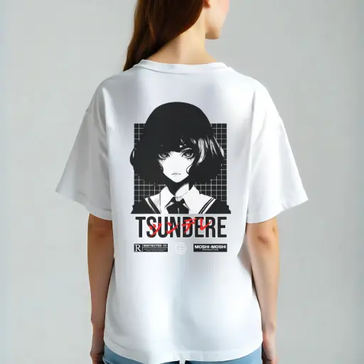 TSUNDERE CORE Oversized Graphic Tee – Moshi-Moshi Edition